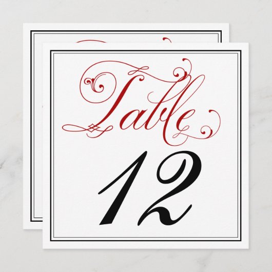Erstellen von Red Script-Tischnummer-Karten Einladung (Vorne/Hinten)