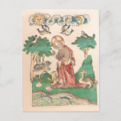 Erstellung der Welt - Bibelmittelalterliches Manus Postkarte (Vorderseite)