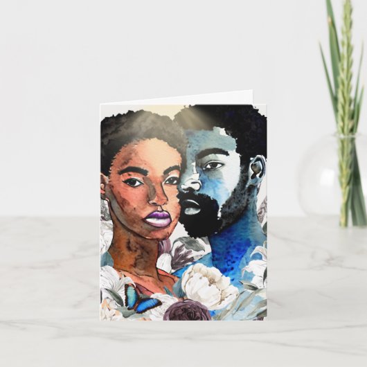 Erstens: Afrikanisch-amerikanische schwarze Coupel Dankeskarte (Vorderseite)