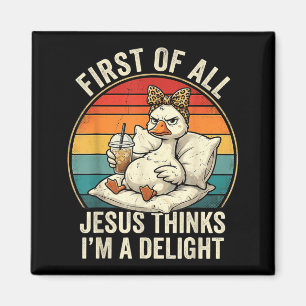 Erstens denkt Jesus, ein Vergnügen lustiges Gänse- Magnet