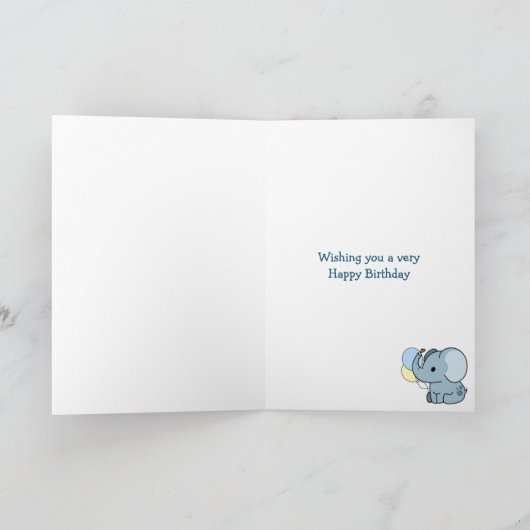 Erster 1. Geburtstag Elefant Custom Karte (Innenseite)