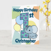 Erster 1. Geburtstag Elefant Custom Karte (Gelbe Blume)