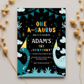 Erster 1. Geburtstag Grüner Dinosaurier Einladung