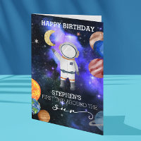 Erster 1. Geburtstag Raumfahrer Galaxy Planet