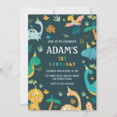 Erster 1. Geburtstag Thema "Grüne Dinosaurier" Einladung (Vorderseite)