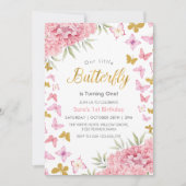 Erster 1. Geburtstag Wasserfarbenschmetterling & B Einladung (Vorderseite)