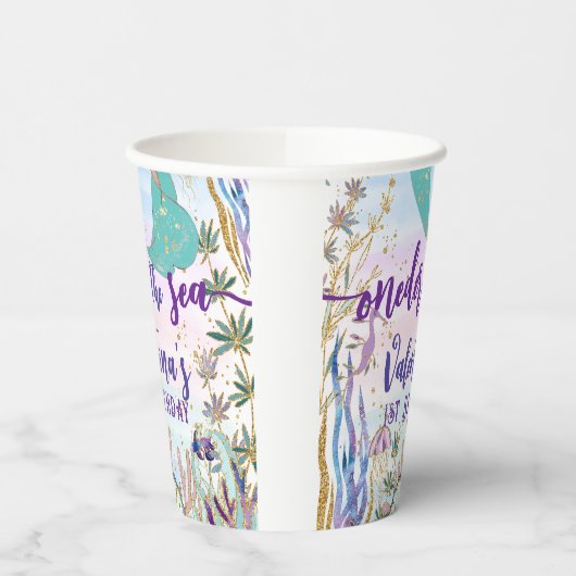 Erster 1. ONE der Sea Birthday Meerjungfrau Glitze Pappbecher (Links)