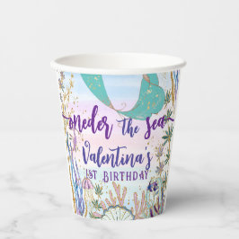 Erster 1. ONE der Sea Birthday Meerjungfrau Glitze Pappbecher