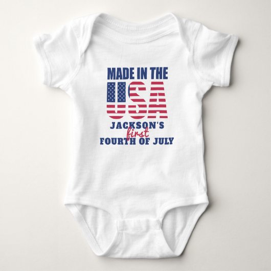Erster 4. Juli Made in the USA Personalisiert Baby Strampler (Vorderseite)