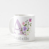 Erster Anfangsbuchstabe plus Name Annabelle mit Bl Kaffeetasse (Vorderseite Links)