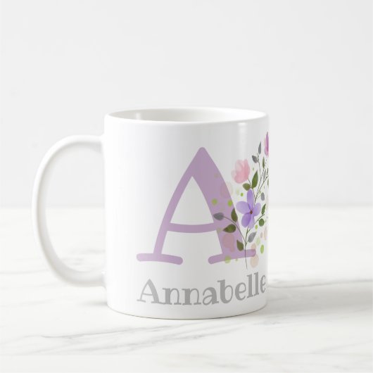 Erster Anfangsbuchstabe plus Name Annabelle mit Bl Kaffeetasse (Links)