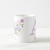 Erster Anfangsbuchstabe plus Name Aria mit Blumen Kaffeetasse (Mittel)