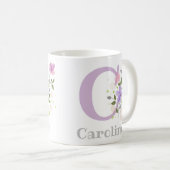 Erster Anfangsbuchstabe plus Name Caroline mit Blu Kaffeetasse (VorderseiteRechts)