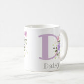 Erster Anfangsbuchstabe Plus Name Daisy mit Blumen Kaffeetasse (VorderseiteRechts)