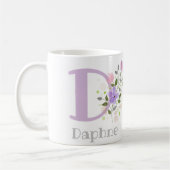 Erster Anfangsbuchstabe plus Name Daphne mit Blume Kaffeetasse (Links)