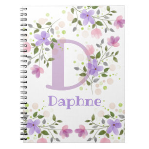 Erster Anfangsbuchstabe Plus Name Daphne mit Blume Notizblock