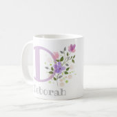 Erster Anfangsbuchstabe Plus Name Deborah mit Blum Kaffeetasse (Vorderseite Links)