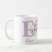 Erster Anfangsbuchstabe Plus Name Elsa mit Blumen Kaffeetasse (Links)