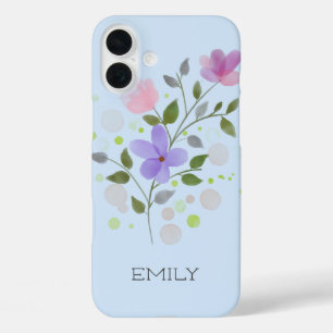 Erster Anfangsbuchstabe Plus Name Emily mit Blumen iPhone 16 Plus Hülle