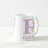 Erster Anfangsbuchstabe plus Name Felicity mit Blu Kaffeetasse (VorderseiteRechts)