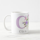 Erster Anfangsbuchstabe Plus Name Gina mit Blumen Kaffeetasse (Links)