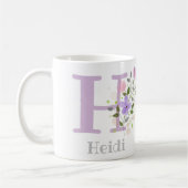 Erster Anfangsbuchstabe plus Name Heidi mit Blumen Kaffeetasse (Links)