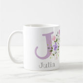 Erster Anfangsbuchstabe Plus Name Julia mit Blumen Kaffeetasse (Links)