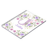 Erster Anfangsbuchstabe plus Name Julia mit Blumen Notizblock (Linke Seite)