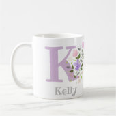 Erster Anfangsbuchstabe Plus Name Kelly mit Blumen Kaffeetasse (Links)