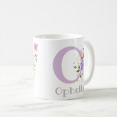 Erster Anfangsbuchstabe plus Vorname mit Blumen Kaffeetasse (VorderseiteRechts)