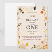 Erster Bee-Tag Erster Geburtstag Einladung (Vorne/Hinten)
