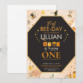 Erster Bee-Tag Erster Geburtstag Einladung (Vorne/Hinten)