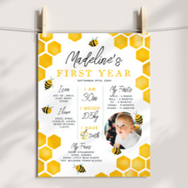 Erster Bienentag 1. Geburtstag Meilenstein Poster
