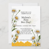 Erster Bienentag Geburtstag Gelbe Biene Honeycomb Einladung (Vorderseite)