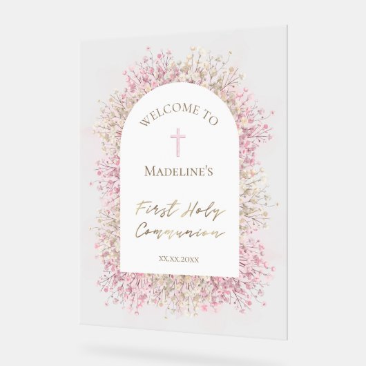 Erster Blumenempfang der Kommune Acrylschild (Winkel)