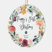 Erster BlumenWreath und Foto des Welpen des Keramik Ornament (Links)