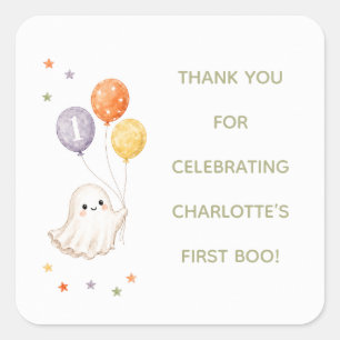 Erster Boo-Geist Halloween erster Geburtstag Quadratischer Aufkleber