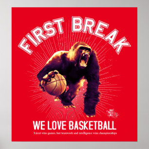 Erster Bruch, Liebe-Basketball, Gorilla (weißes Poster