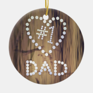 Erster Dad auf Holz-Optik-Hintergrund Keramik Ornament