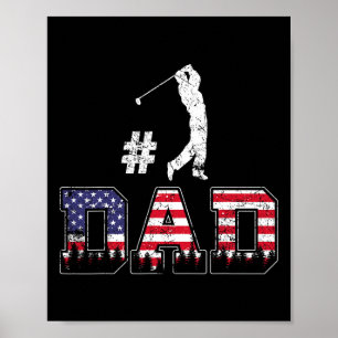 Erster Dad Golf-Shirt Vater Tag Amerikanische Flag Poster