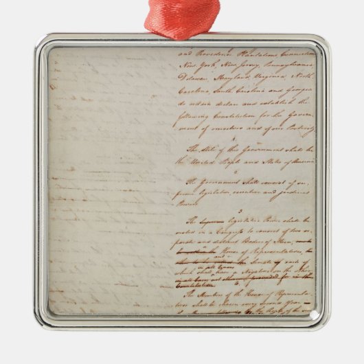 Erster Entwurf der Konstitution der US Silbernes Ornament (Vorne)