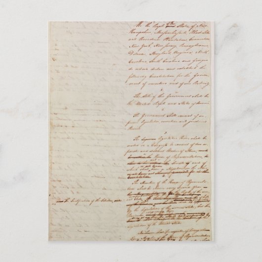 Erster Entwurf der Verfassung der USA Postkarte (Vorderseite)