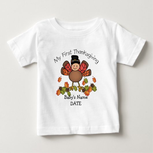 Erster Erntedank der Baby-Türkei ADDIERT Namen u. Baby T-shirt (Vorderseite)