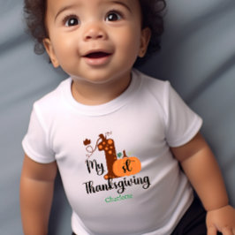 Erster Erntedank Weiß einen Namen hinzufügen Baby T-shirt