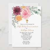 Erster Fall der heiligen Kommune Pink Burgundy Flo Einladung (Vorderseite)