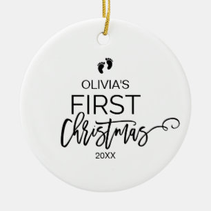 Erster Feiertag des Weihnachtsbaum-Babys Keramikornament