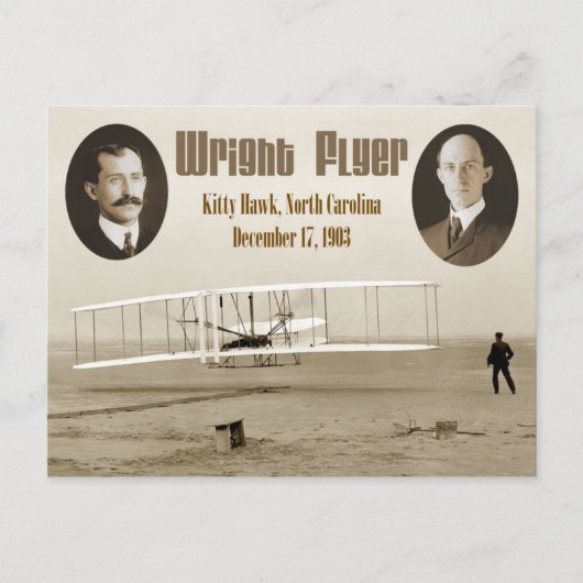 Erster Flug der Wright Flyer 1903 Postkarte (Vorderseite)