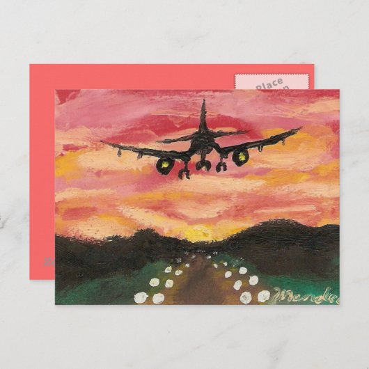 Erster Flug Postkarte (Vorne/Hinten)