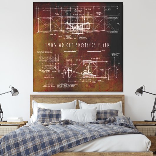 Erster Flugplan von Fly Wright Bros 1903 Leinwanddruck (Insitu (Schlafzimmer))