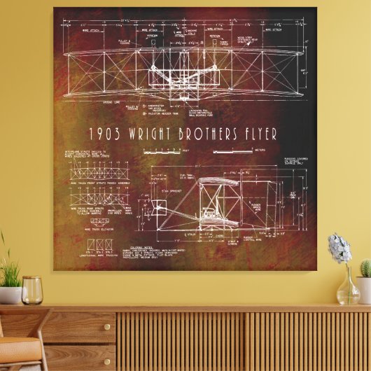 Erster Flugplan von Fly Wright Bros 1903 Leinwanddruck (Insitu (Wohnzimmer))
